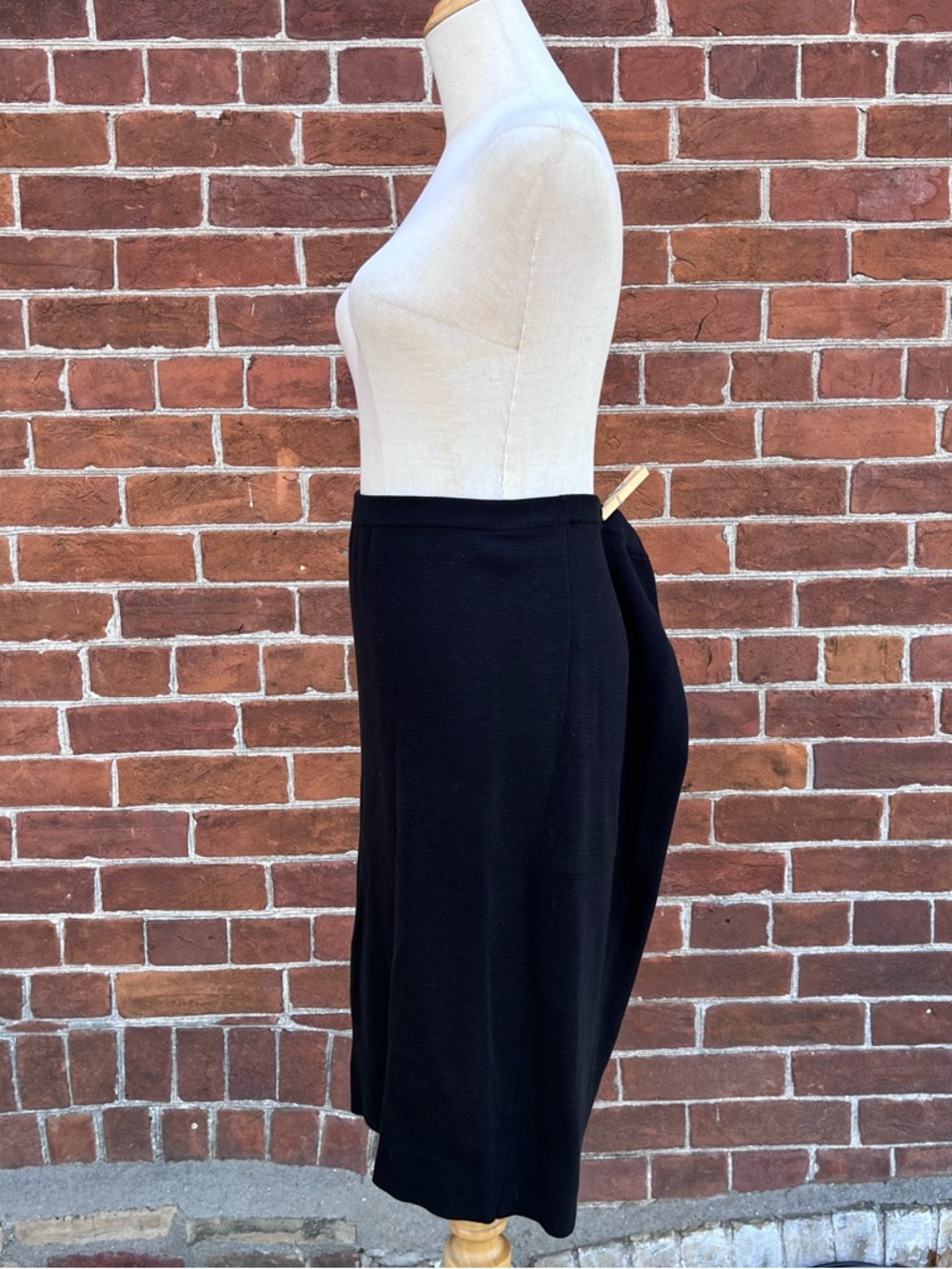 Eileen Fisher Black Silk and Cotton Knit Midi Skirt - Picture 2 of 8